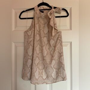 White House Black Market Beige Snake Print Halter Top